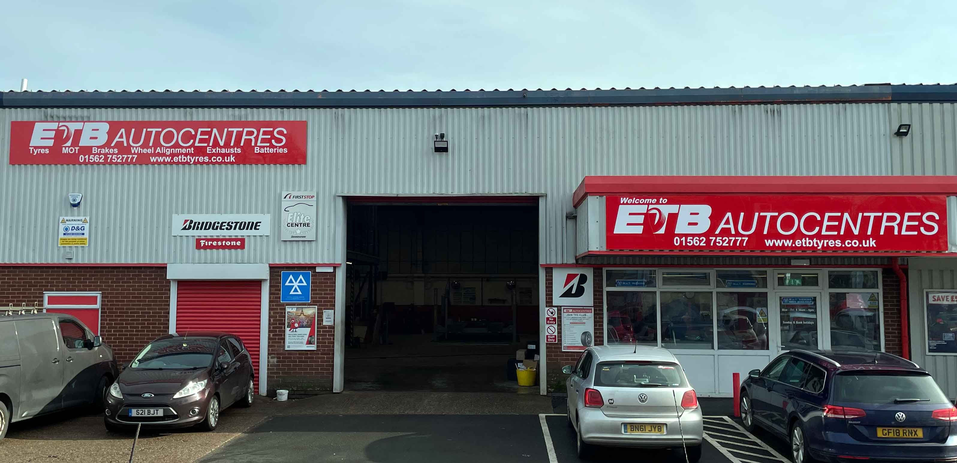 Outside of building of ETB Tyres in Kidderminster