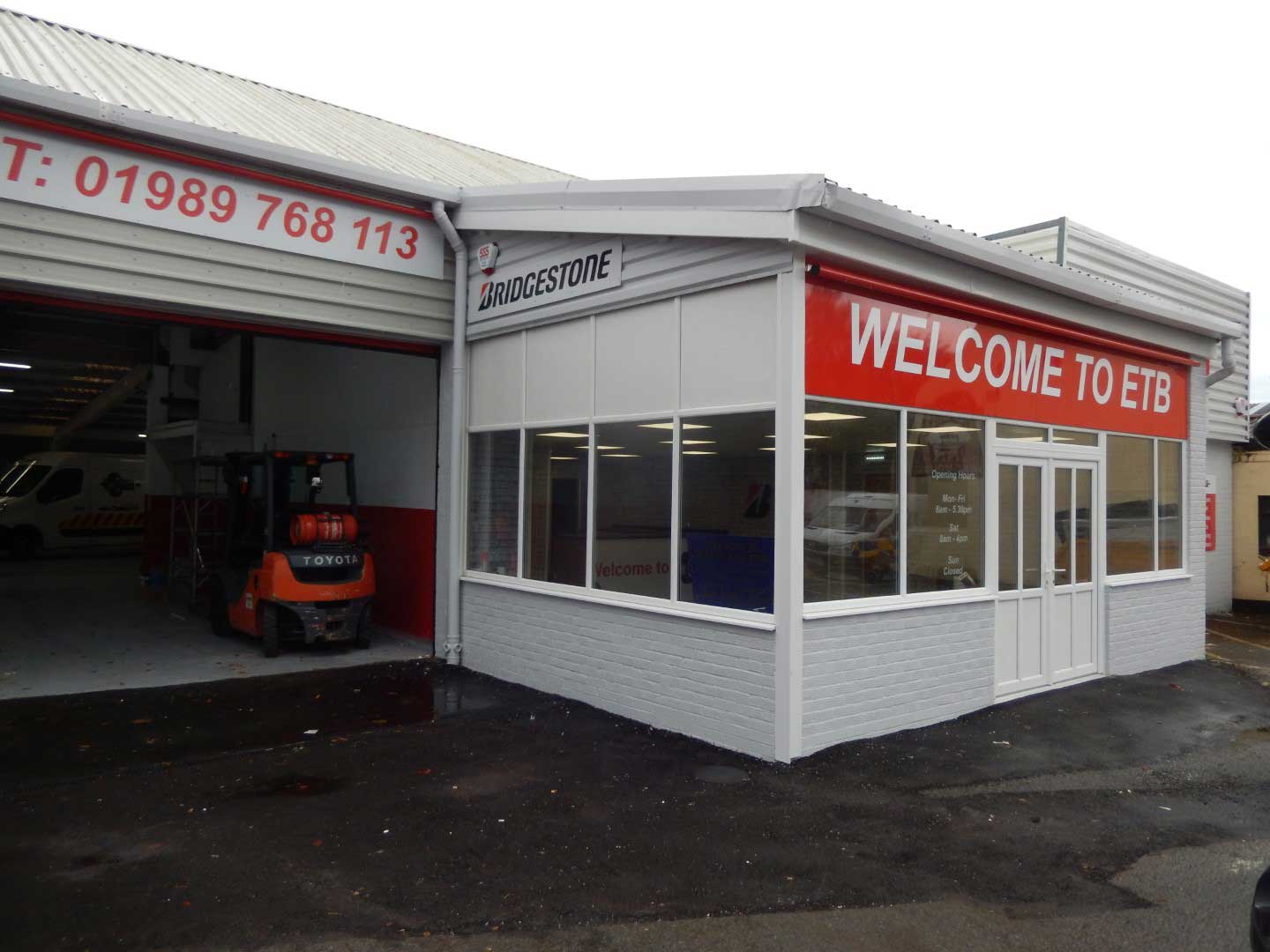 Outside of building of ETB Tyres in Ross On Wye