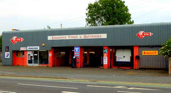 outside view of building of ETB Tyres in Hereford