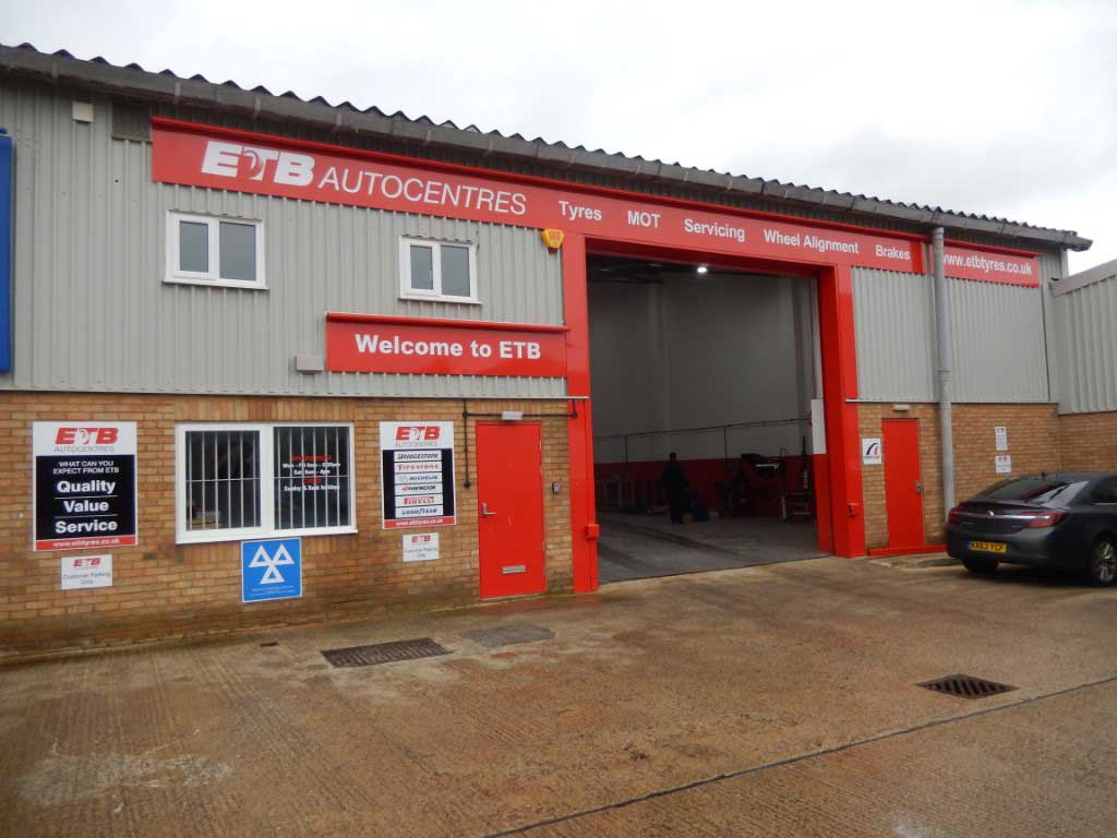 Outside of building of ETB Tyres in Chippenham